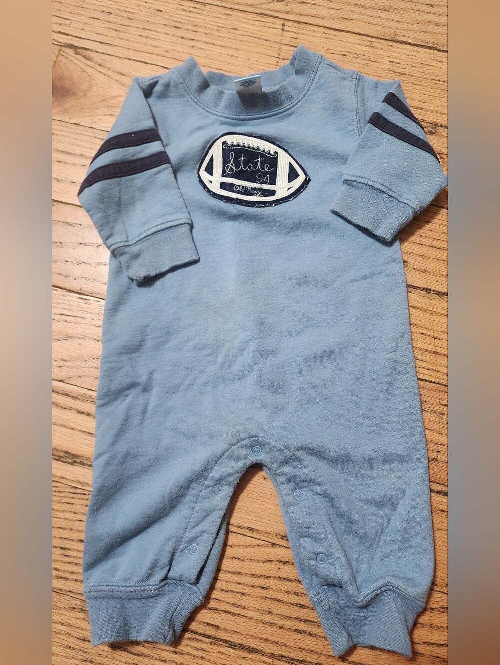 Old Navy Blue Baby One-Piece Romper with Football Patch